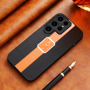 適用三星S24Ultra皮紋手機殼S23FE車(chē)載磁吸S22指環(huán)支架S9防摔護套 橙色（單殼） A13(4G)/A13 4G LTE