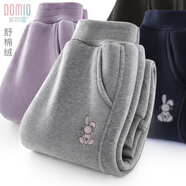 多妙屋女童褲子秋冬裝兒童運動(dòng)褲中大童加絨長(cháng)褲衛褲81814麻灰130