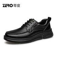 零度男士皮鞋秋冬新款柔軟舒適黑色經(jīng)典通勤商務(wù)休閑皮鞋子男 系帶黑色 38