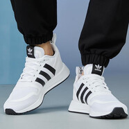 阿迪達斯 （adidas）三葉草男鞋女鞋2025秋冬季新款運動(dòng)鞋休閑鞋網(wǎng)面透氣跑步鞋低幫 FX5118白黑 42.5