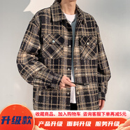 牧柒帛（MUQIBO）cityboy小香風毛呢外套男秋季新款棒球服男寬松潮牌痞帥翻領夾克 HJ24655黑色 L 【110-130斤】可穿