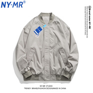 NY-MR潮牌聯(lián)名美式復古棒球衣服夾克春秋季男士休閑立領(lǐng)外套青少年潮流 JKCY-9299#銀化綠 XL