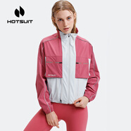 HOTSUIT后秀暴汗服外套女2024夏季新款舞蹈運動防風蝙蝠袖上衣 木紫色 XS