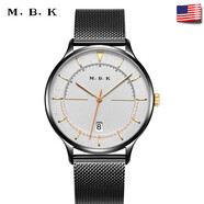 M.B.K美國品牌進(jìn)口手表男士全自動(dòng)機械表時(shí)尚簡(jiǎn)約防水商務(wù)十大男士腕表 P56WGT-黑殼灰面黑網(wǎng)帶 進(jìn)口機芯