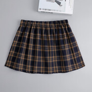 尚爵尤妮襯衫式假下擺格子小短裙 疊穿內搭打底半身裙 韓版圓弧格子裙 黃色格子 均碼