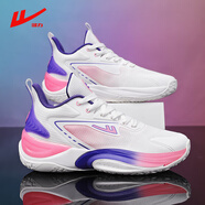 回力男鞋籃球鞋新款網(wǎng)面運動(dòng)鞋防滑透氣回彈緩震青少年男女學(xué)生球鞋 白紫粉紅 38