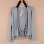 馭達夏季女裝外套薄款透氣衣長(cháng)袖針織衫開(kāi)衫外搭空調衫春秋小披肩遮陽(yáng) 款3(長(cháng)袖)灰色 2XL