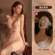 品牌性感晴趣內衣情趣誘惑內褲老公qqny成人暴露小胸情侶趣味親趣 桃花朵朵吊帶裙+蕾絲眼罩