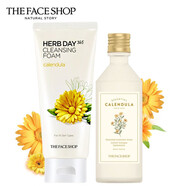 菲詩(shī)小鋪（THE FACE SHOP）THE FACE SHOP金盞花清潤舒緩修護精粹乳大米保濕護膚乳液面霜套 金盞花清潤( 潔面+柔膚水 )