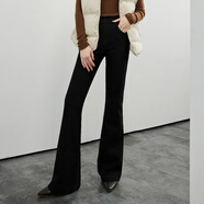 美洋（MEIYANG）生姜喇叭褲輕暖滋潤四面彈玻尿酸加絨保暖休閑褲時(shí)尚高腰顯瘦褲子 黑色 M