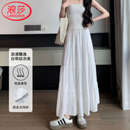 浪莎白色蛋糕裙女夏季薄款遮胯顯瘦梨形法式蓬蓬裙a字中長款半身裙