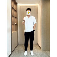 普戈斯（PUGESI）胖子大碼230斤夏季冰絲墜感短袖T恤男寬松大碼V領(lǐng)假兩件半袖體恤 白色純色T恤+黑色拉鏈褲 4XL 建議200-220斤