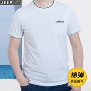 JEEP SPIRIT吉普休閑短袖t恤男夏季圓領(lǐng)寬松半截袖棉質(zhì)打底體恤衫上衣4029 4029白色 XL碼建議155-170斤穿著