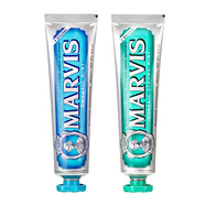 MARVIS瑪爾仕亮白去漬輕奢薄荷牙膏85ml*2支裝 清新去漬美 瑪爾斯 藍(lán)色+綠色
