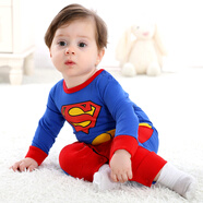 幼稚龍嬰兒連體衣寶寶衣服春秋新生兒爬行服純棉兒童外出卡通連體衣 超人 90【建25-36月 身高90-100cm】