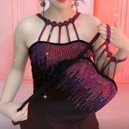 掉帶背心新款女美背吊帶歐洲站2020春夏季新款韓版時(shí)尚洋氣背心燙鉆美背吊帶打底女潮a 838紫鉆（常規(guī)無 絨） 中碼 (120-155斤)