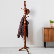 喜澤衣帽架   實木落地衣架 臥室立式白蠟?zāi)緬煲录軞W美式簡易置衣服架 胡桃色【桉木 桿粗7-8cm 】