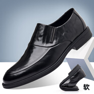 羅蘭船長【官方名品】【原裝直郵丨加絨可選】輕奢英倫休閑商務(wù)正裝皮鞋 黑色-套腳款 39
