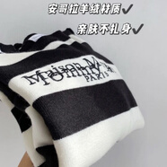 尚簡(jiǎn)紛女裝超火MM6條紋情侶毛衣黑白拼接破洞寬松刺繡慵懶風(fēng)夏冬男女中 黑白條紋毛衣 均碼