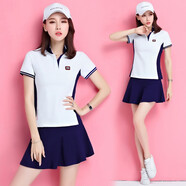 布倫茨諾夏季羽毛球服套裝女網(wǎng)球服運動套裝裙新款短袖褲裙休閑棒球裙球衣 ZM7538白配藍 女L/100-110斤