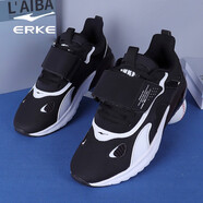 鴻星爾克（ERKE）【斷碼淸倉(cāng)】跑步鞋男減震耐磨透氣慢跑鞋男士氣墊鞋 正黑/正白 39