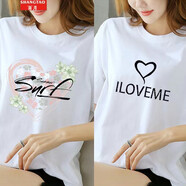 尚濤t恤女2025夏季女裝新款韓版寬松百搭女裝休閑體恤女上衣打底衫 白色S愛(ài)心+白色愛(ài)心氣球 M建議80-100斤