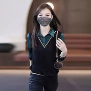 御仕達(dá)長(zhǎng)袖假兩件襯衫女士2024年新款洋氣時(shí)尚春秋女士休閑襯衣 墨綠色（不加絨） XL 建議115-130斤