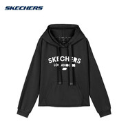 斯凱奇（Skechers）秋冬新時尚寬松衛(wèi)衣女裝針織連帽套頭衫L420W019 碳黑 M