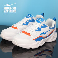 鴻星爾克（ERKE）【斷碼淸倉】運動(dòng)鞋男舒適減震輕便休閑鞋紅星旗艦軟底百搭跑步鞋 彩藍/橙紅色 39