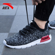 安踏男鞋跑步鞋冬季新款透氣輕便休閑鞋子冬季旗艦男士運動(dòng)鞋 11725552-5黑/深灰/安踏白 41