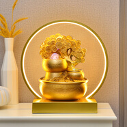 流水家園聚寶盆噴泉搖錢(qián)樹(shù)桌面擺件家居裝飾客廳工藝品辦公室開(kāi)業(yè)喬遷送禮 8312大號(hào)燈圏【長(zhǎng)40*寬26*高41】 插電款