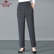 俞兆林（YUZHAOLIN）中老年女裝高端輕奢新款媽媽褲子春秋女褲媽媽休閑褲大碼直筒褲 小格子 高品質(zhì) 902春秋款 2XL 建議100-120斤穿