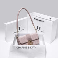 CHARINE&KATH 女包蜜桃粉法式腋下包包女小眾百搭高級感夏季鏈條斜挎單肩包 粉色 專(zhuān)柜禮盒裝