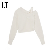 JACQUEMUS IT 女裝不對稱(chēng)針織衫歐美設計感露肩短毛衣3KN345XL IVX/白色 38