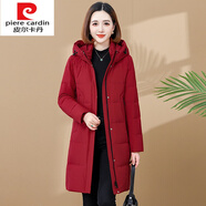 皮爾卡丹（pierre cardin）針織2025年冬裝新款羽絨服女中長(cháng)款大I碼氣質(zhì)修身白鴨絨加厚外套 中國紅 2XL 建議110斤-120斤