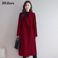 Z.R.Zoro品牌雙面羊毛大衣女中長(cháng)款2025秋冬季新款修身流行高端毛呢外套女 棗紅色 4XL （150-160斤）