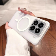 和肯 磨砂半透明磁吸無線充電適用小米15pro手機殼自帶鏡頭膜全包超薄PC硬殼小米14保護套14Pro防摔 【白色】冰霧磨砂膚感磁吸 小米 15