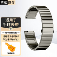 邁樂豐適用華為B7丨B6丨B3手環(huán)表帶竹節(jié)鋼金屬鋼帶商務(wù)時(shí)尚手環(huán)替換帶定制款配件 B7/B6鈦灰色竹節(jié)鋼表帶