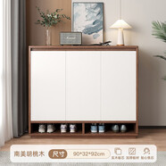 曼莎佳人奶油風(fēng)鞋柜家用門口大容量入戶玄關(guān)柜一體新款實(shí)木收納鞋柜子  【實(shí)木板芯】美歐式90-32-92 自行安裝