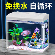 森森桌面魚缸生態(tài)玻璃小型懶人免換水家用缸魚缸一體缸自循環(huán) (高清玻璃)白300山景(帶20件套)