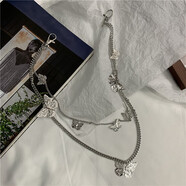 讓霧腰帶女酷ins鏈條蝴蝶裝飾朋克褲腰鏈子配飾jk制服原宿風(fēng)嘻哈皮帶 銀色 大小蝴蝶褲鏈