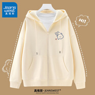真維斯（JEANSWEST）外套女連帽開衫衛(wèi)衣女裝春秋冬季新款寬松休閑潮流韓版學(xué)生上衣服 薄款 米色 眨眼熊_K L