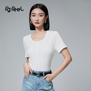 普普風(fēng) 2024年夏季新品女裝時(shí)尚簡(jiǎn)約舒適優(yōu)雅百搭輕奢短款T恤PB4T21241S 白色 S