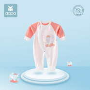 aqpa嬰兒長(cháng)袖爬爬服春秋男女寶寶四季打底內衣嬰兒連體衣保暖 白紅片印萌寶寶 73cm