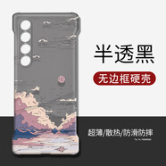 韓能魅族21pro手機殼透明無(wú)邊框硬殼中國風(fēng)油畫(huà)山水彩繪感激感不頂膜半包超薄防摔散熱新款保護套 魅族21pro-無(wú)邊框半透黑-彩繪日落