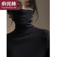 俞兆林（YUZHAOLIN）秋冬季純棉女士黑色毛衣堆堆領(lǐng)修身打底衫洋氣螺紋內搭保暖高領(lǐng)上 黑色 S