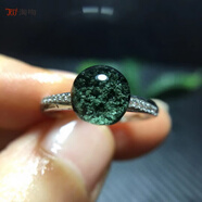 淘吻 天然水晶巴西綠幽靈戒指女 金字塔聚寶盆轉(zhuǎn)運(yùn)指環(huán)925銀男時(shí)尚 6.綠幽靈戒指8mm左右(主圖款) 開(kāi)口可調(diào)節(jié)