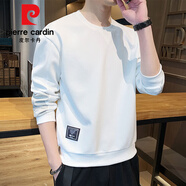 皮爾卡丹（pierre cardin）長(cháng)袖t恤男士加絨衛衣男裝秋冬季新款寬松圓領(lǐng)打底衫內搭體恤外套 2008白色 XL