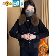初徑小個子加絨加厚棉襖外套女春秋冬季2025新款女士洋氣短款上衣 黑色 (加絨加厚) M (80-100斤)