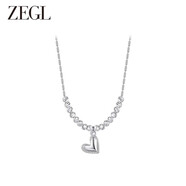 ZEGL銀色愛(ài)心項鏈女原創(chuàng  )設計飾品掛件吊墜鎖骨鏈輕奢送閨蜜新年禮物